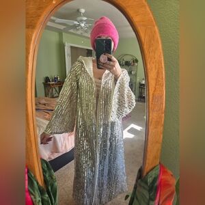 Silver Sequin Hooded "Coat"